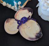 SHELL-ART-127  Anne's Shell Art - Clam Shell Dish Blue
