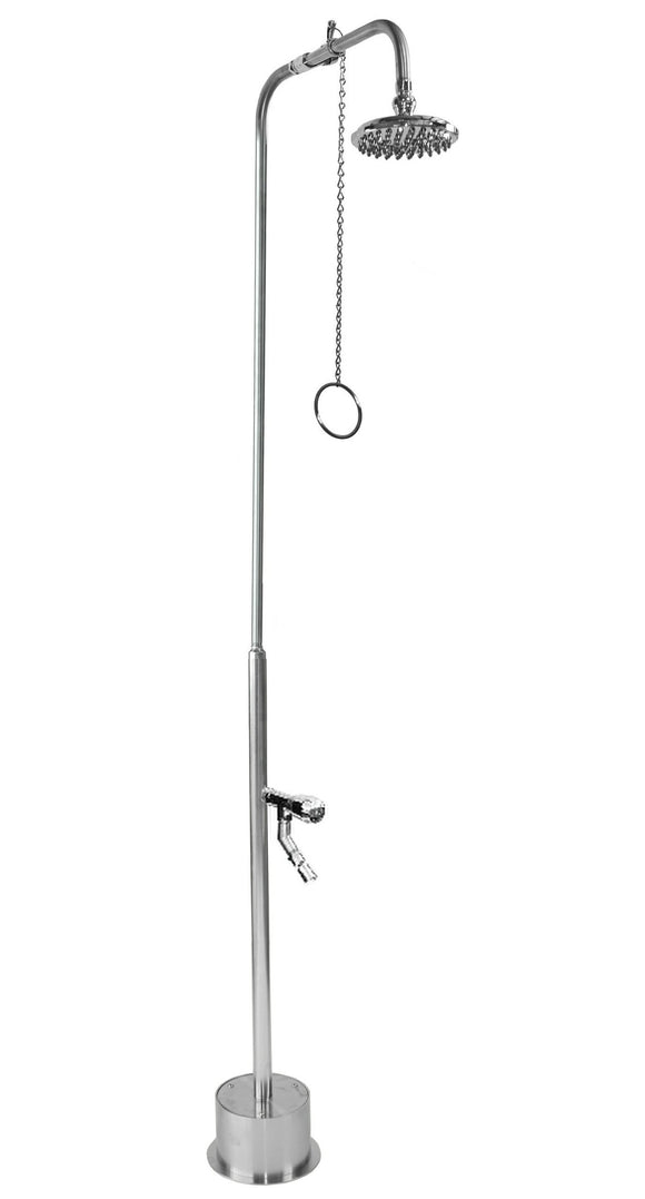 BS-1200-PCV-ADA Free-Standing SS Shower with Pull Chain and Foot Shower