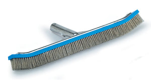 Pool Wall Brush 18" Straight Metal Back, Stainless Steel Bristles.