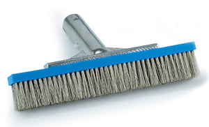 Pool Wall Brush 9" Straight Metal Back, Stainless Steel Bristles.