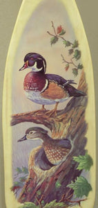 canoe paddle art showing pair of wood ducks